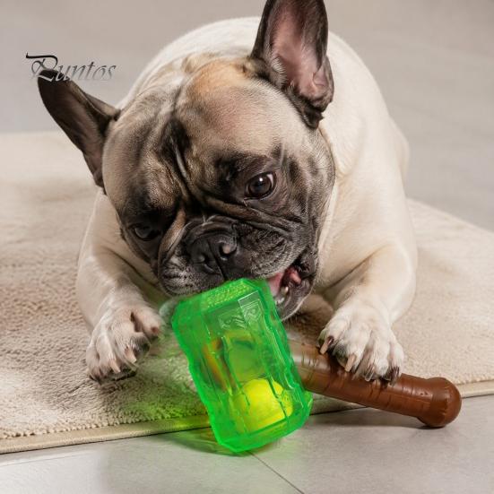 Active Play Dog Accessories 2Pcs Squeaky Hammer Toys with Tennis Ball Inside, Interactive Fetch Toys, Durable Rubber Chew Toy for Medium Large