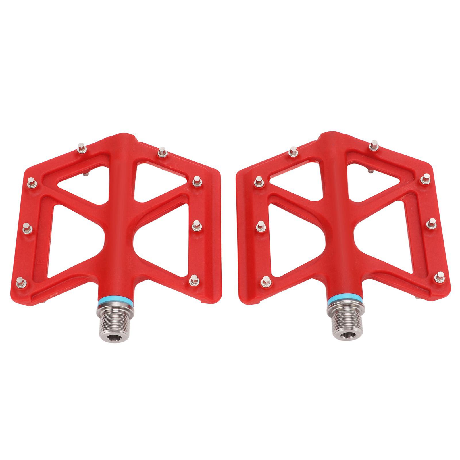 1 Pair Folding Bicycle Pedal Titanium Shaft Nylon Mountain Bike Pedal Red Road Bike Cycling Pedal