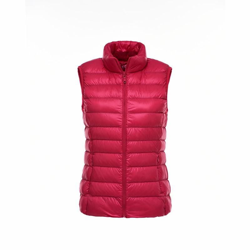 Women's Lightweight Winter Down Vest - Sleeveless, Short Stand Collar Outerwear