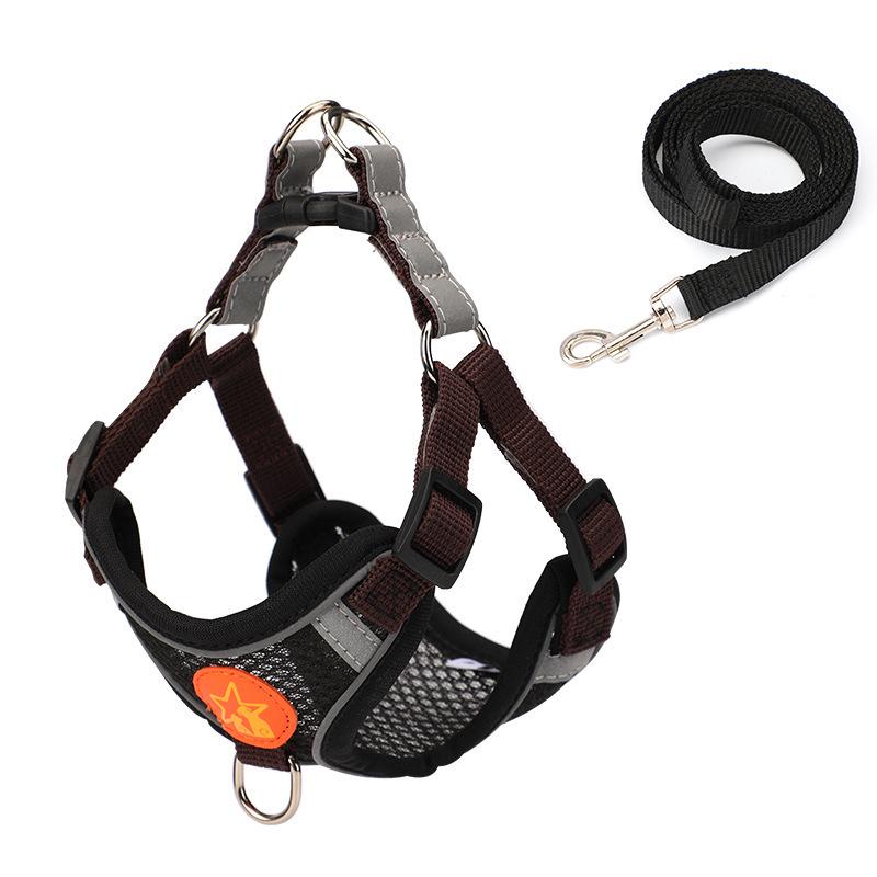 Breathable Mesh Dog Leash & Harness - Vest Style, Anti-Lost, Small/Medium Dogs