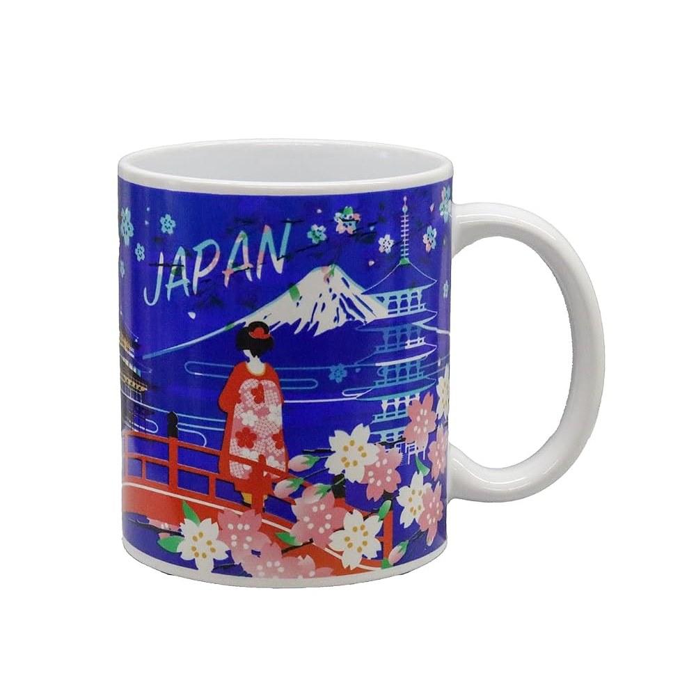 Castle Enterprise Color Changing Mug - Japanese Scenery Mount Fuji, Maiko, Cherry Blossoms, Five-Story Pagoda
