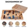 Backgammon de Luxe Bois - ENGELHART - 18 pouces (52x45,5 cm) Bois de ronce &amp; noyer - Pions bleu/brun - Valise rigide