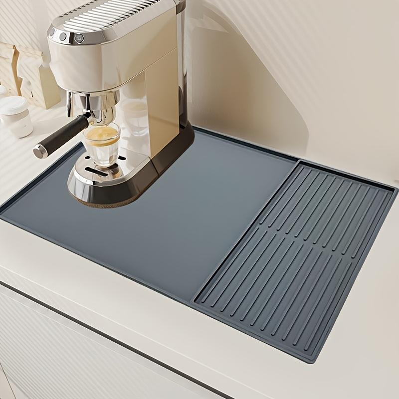 2-in-1 Silicone Coffee Bar Mat - Non-Slip Counter Protector for Espresso Machine (23.6x15.7in), Dishwasher Safe