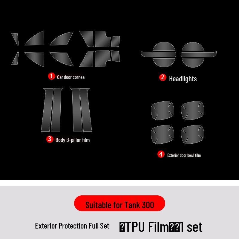 Tank 300 Door Corner TPU Protection Film - Transparent, Anti-Scratch, Custom Fit for Triangle Area