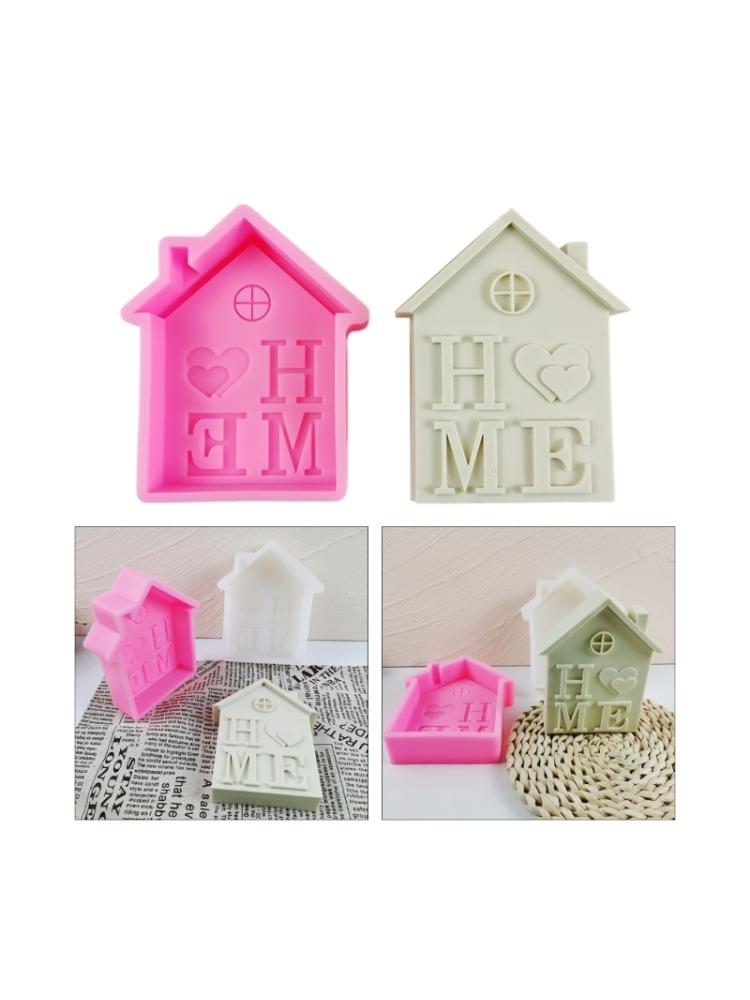 House Shape Silicone Mold Christmas Home Letter Candle Mold Dinner Wax Silicone Candle Mould Christmas Home Decoration