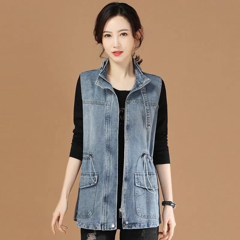 Denim Vest Jacket Women's Spring Autumn Temperament Versatile Loose Ladies Korean Version Elegant Female Tank Coat