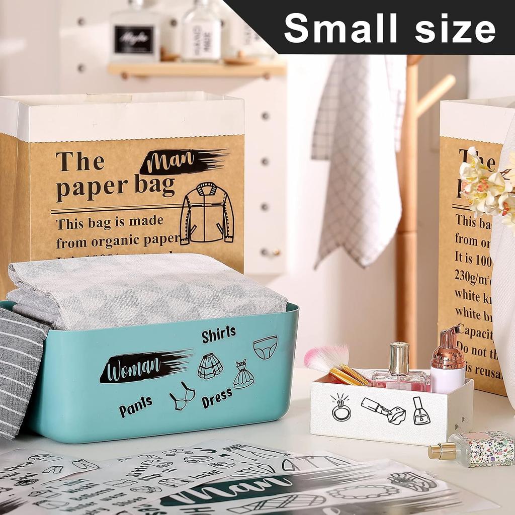 Spakon 9 Sheets Dresser Clothing Labels Removable Drawer Clothes Design Decals Wardrobe Decorative Bedroom Clothes Drawer Stickers for Organizing