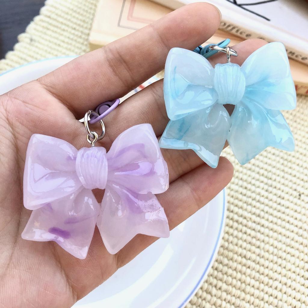 Crystals Clear Bowknot Tie Keychain Colorful Resin Accessory Portable Special Gifts for Keys Bag Charm Hanging