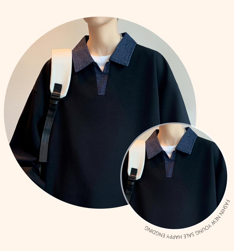 Boy's Plus Velvet Fake Two-Piece Lapel Hoodie for Fall/Winter - Junior High and Big Kids POLO Top