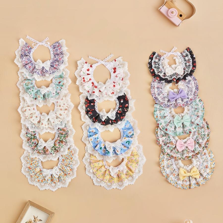 Lace Bow Floral Pet Bib Saliva Towel For Cat Dog Neck Scarf
