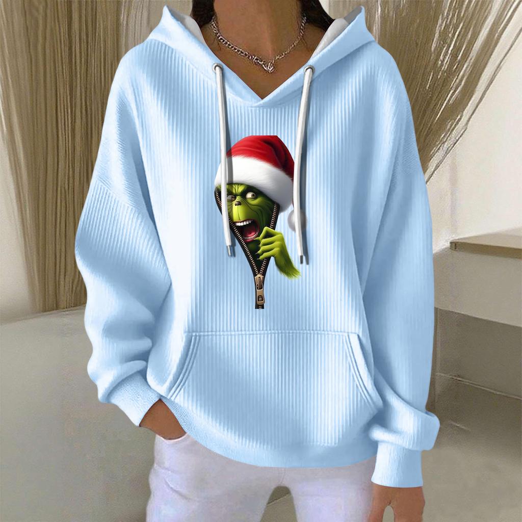 Women's Fashion Casual Christmas Angel Print Pullover Long-Sleeve Sweatshirt