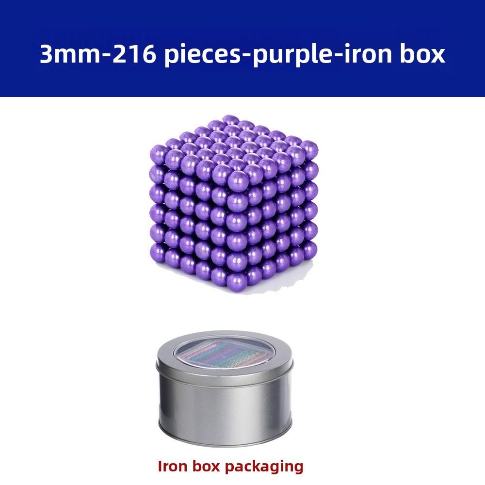 

3 мм 216 штук Баккиболы 14+ Магнитные шарики Снятие стресса Магнитная развивающая строительная игрушка фиолетовый