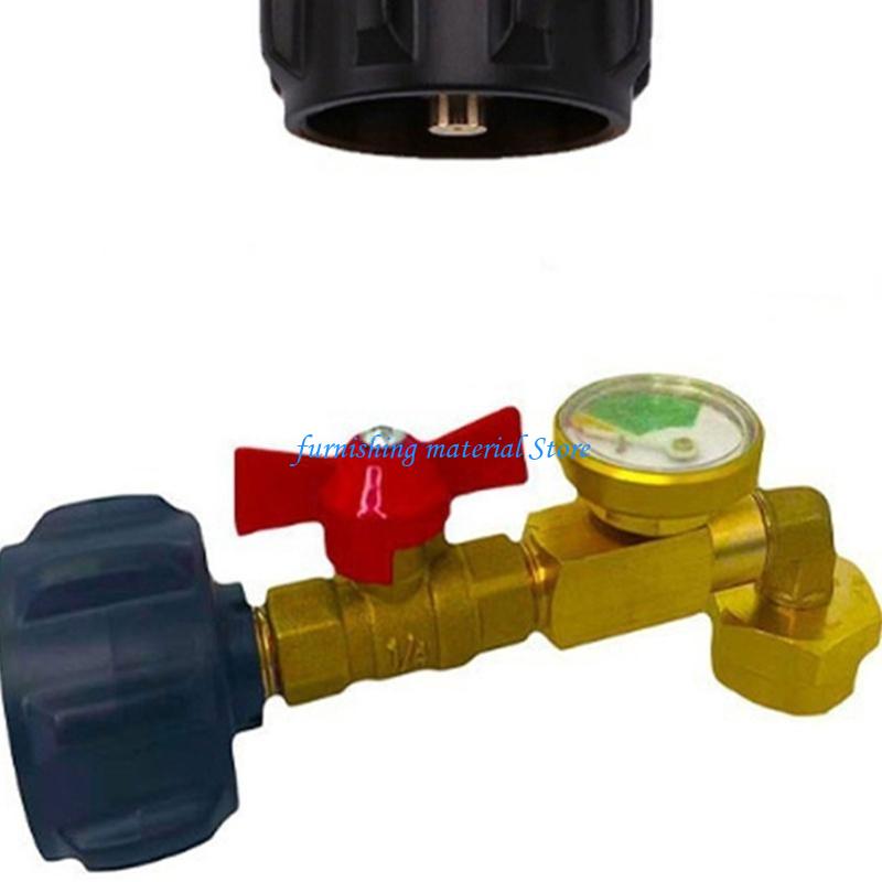 Y5GD Propane Cylinders Refill Adapter with Gauge Brass 1LB Bottle Connector 90 Degree Elbow Refill Tool for Fast Filling