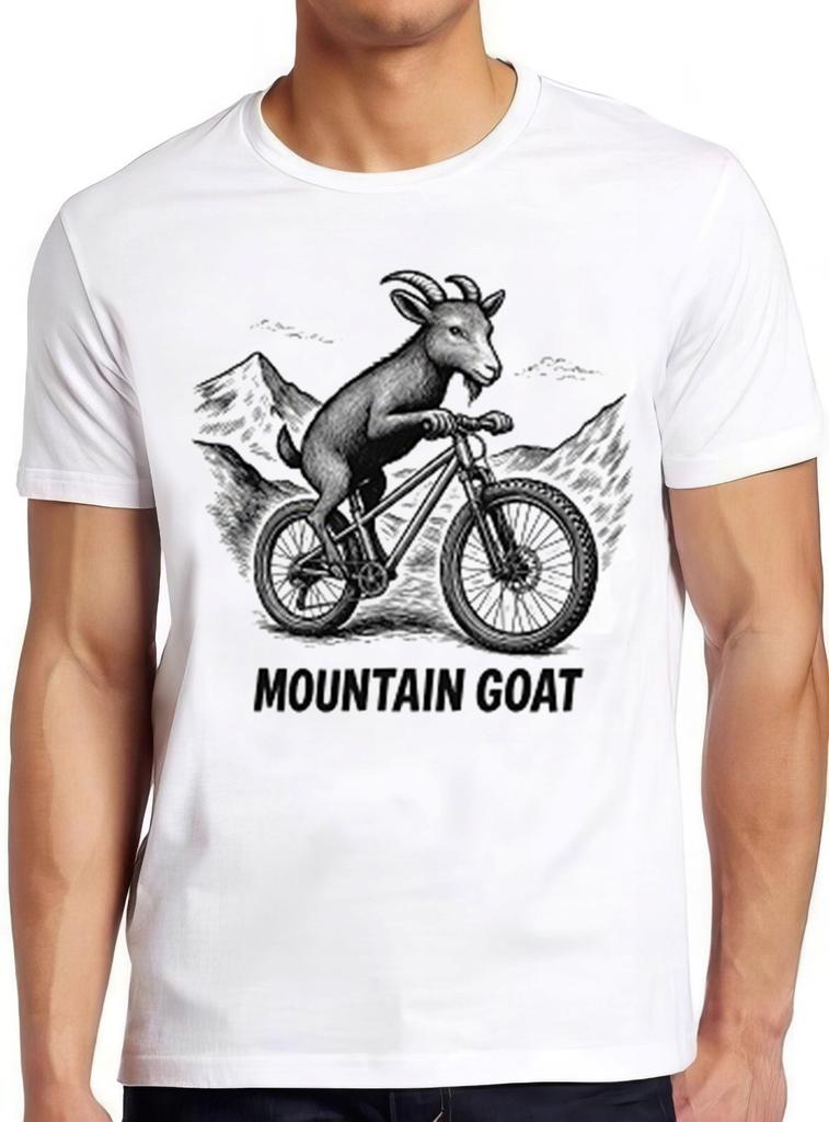 Mountain Bike Mountain Goat Riding Biking Funny Meme Cool Gift Tee T Shirt 2345