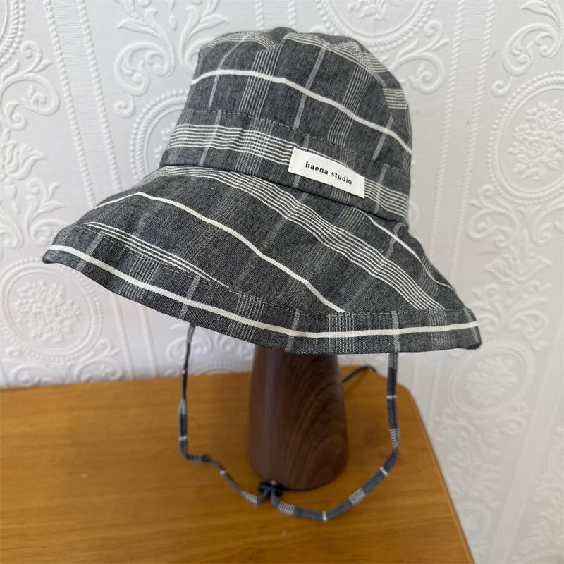 Small fresh striped fisherman's hat children's summer new literary and artistic travel show washbasin hat wide brim sun hat