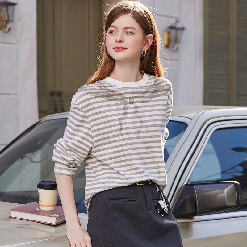 Women s Casual Striped Long Sleeve Top M