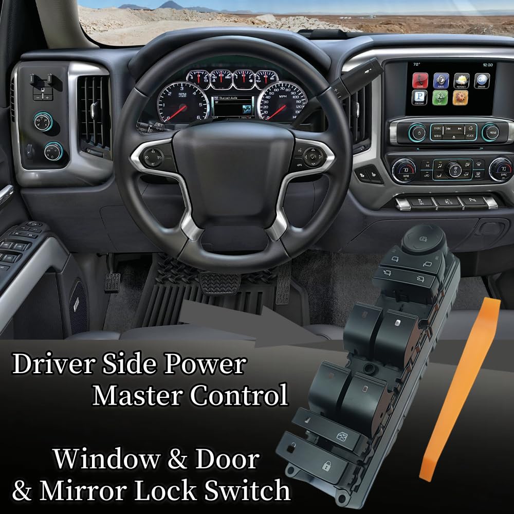 20835553 Driver Side Power Master Control Window & Door & Mirror Lock Switch,Fits for 07-14 Chevy Silverado 1500 2500 3500 Avalanche Suburban 1500