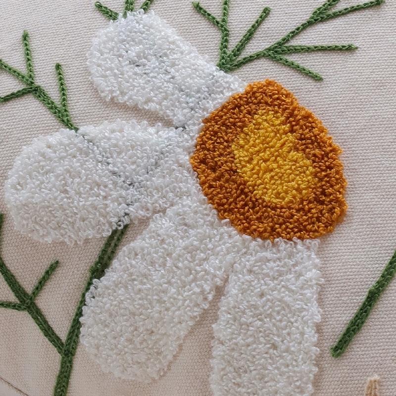 Ins Nordic Style Flower Embroidery Pillow Case Pastoral Style Pillow Home Sofa Cushion Car Bay Window Cushion