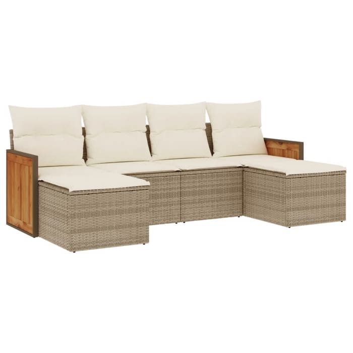 VidaXL Garden Lounge Set with Cushions 6 Pcs, Patio Sofas, Furniture Set, Outdoor Terrace Furniture, Beige 3260301