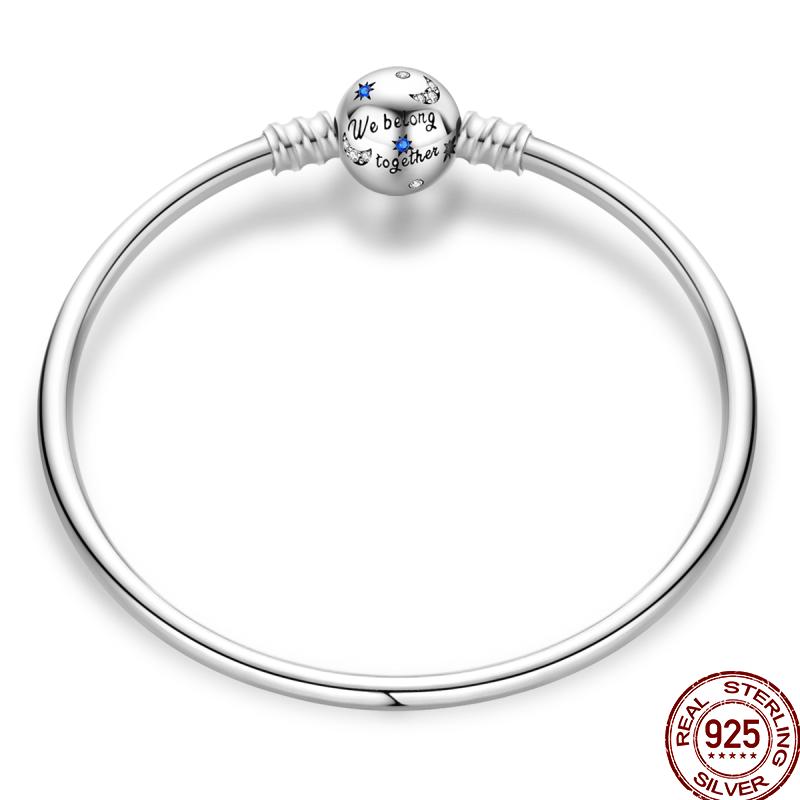 925 Silver Heart Pave Zirconia Infinity Bracelet 17-20CM DIY Charms Bead Birthday Jewelry Gifts for Women 20cm