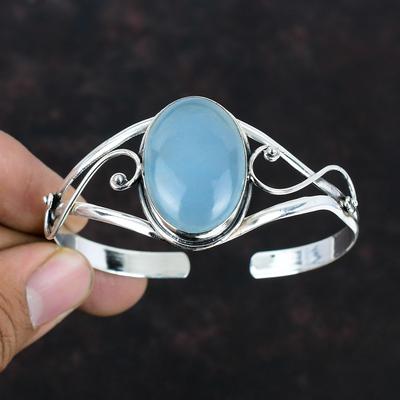 Akvamarin armring Gemstone armbånd Håndlagde smykker Justerbare mansjett armbånd 925 sterling sølv armbånd Antikke mansjett armbånd gaver til kone