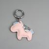 Instant Wealth Leather Keychain with Cartoon Pony Pendant for Couples – Trendy Bag and Car Accessory