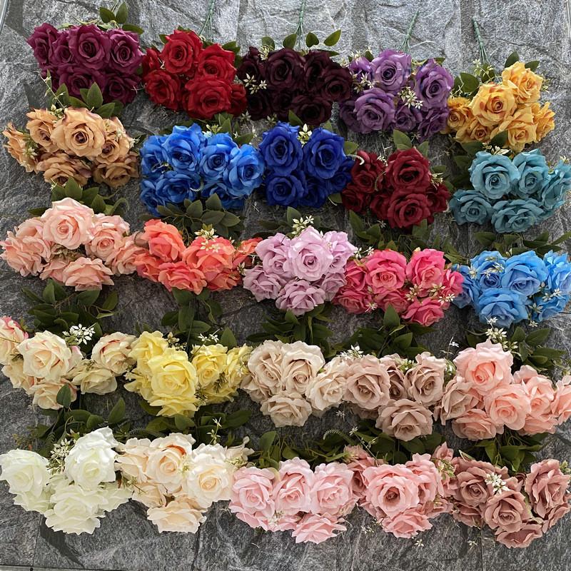 Mazzo di Rose Artificiali con 7 Steli per Decorazione Casa Pianta da Interno Composizione Regalo