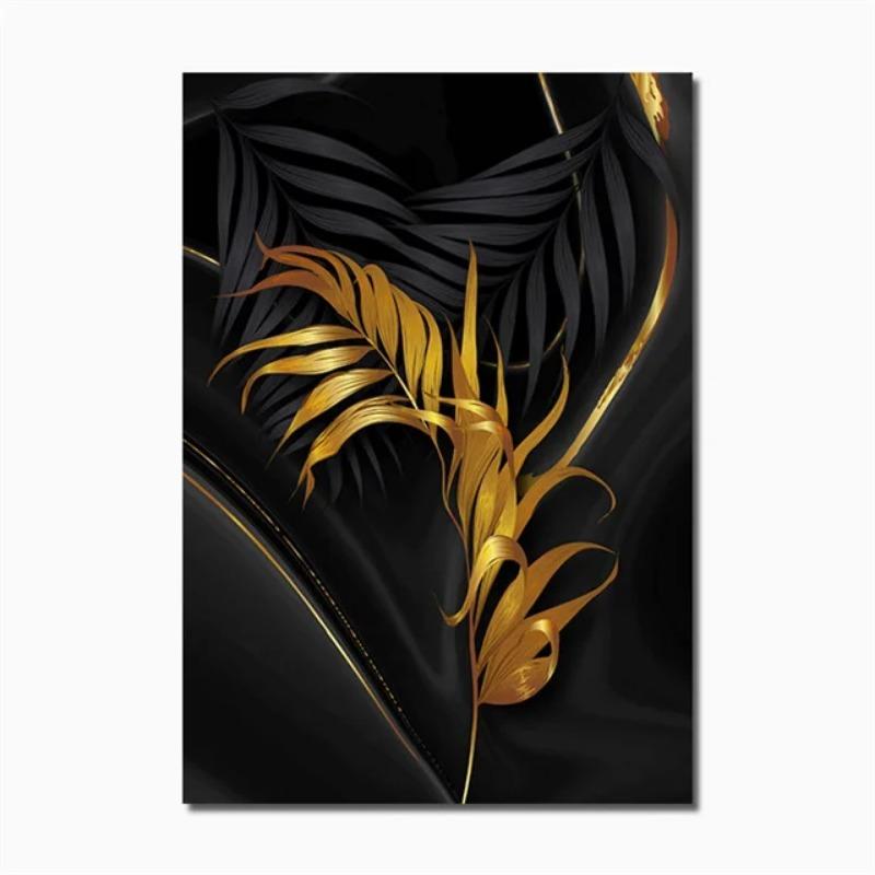 

Современная Абстракция Золотая Зеленая Черная Листовая Картина на Холсте 3 Части Гостиная Дом Ванная Комната Настенный Арт Набор Растение Плакат Картина Декор 30x45CM No Frame