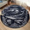 Sketch Truck Whale Poseidon Skeleton Round Area Rug,Carpet Rug for Living Room Bedroom Sofa Playroom Decor,Non-slip Floor Mat