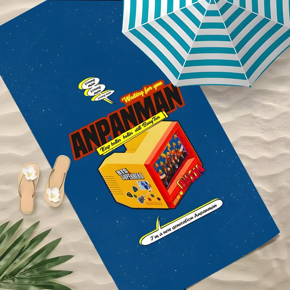 Cartoon A-ANPANMAN Towel Polyester Beach Towel Quick Dry Sand Free Bath Towel for Summer Pool Travel Vacation