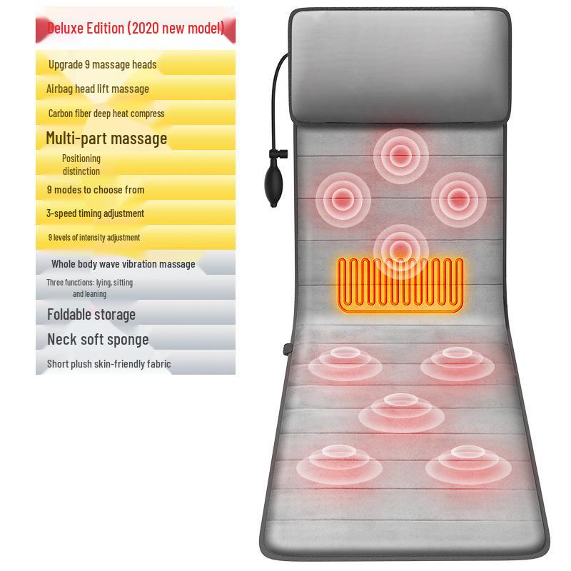 Foldable Full Body Massage Mattress with Heated Cervical Spine and Waist Relief for Home Use