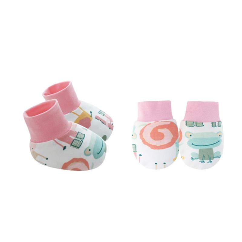 No Scratch Mittens Socks Set Toddler Mitts Baby Mittens Cotton Gloves Footwear Baby Breathable Gloves for Boys Girls
