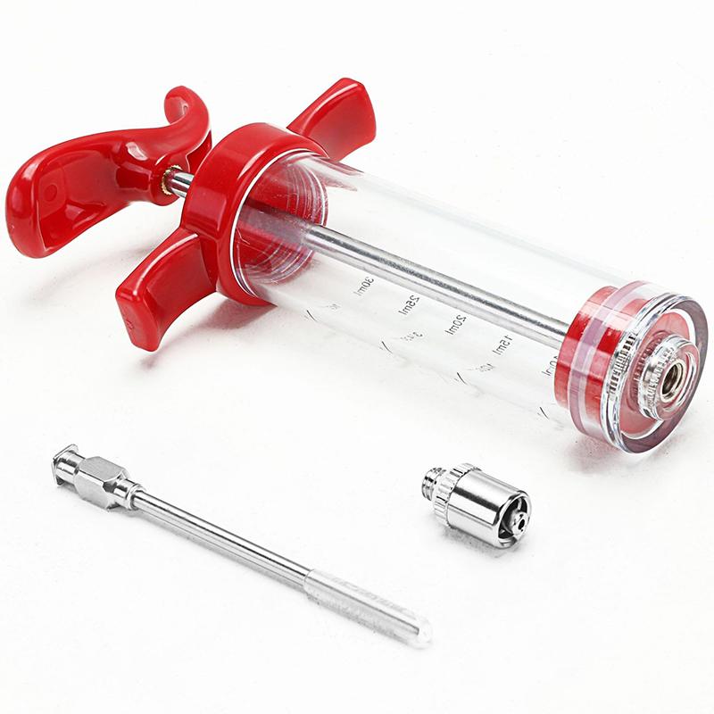 Fleischmarinaden-Injektor Spritzen-Set 30/50ml BBQ-Injektoren mit verschiedenen Nadelstilen Einfach zu bedienen Haushaltsküchen-Gadgets ZYF