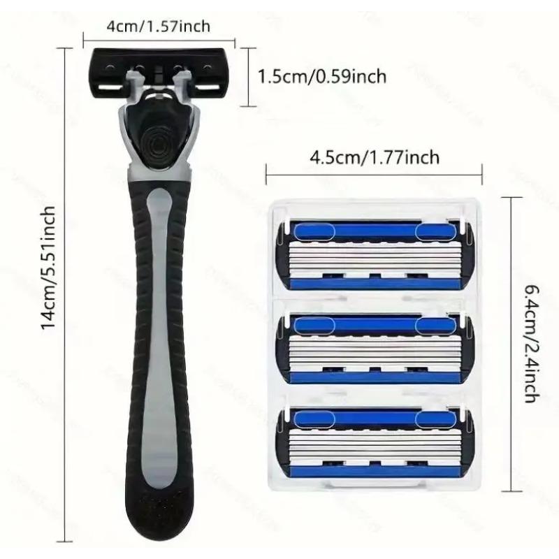 Stainless Seel 6-layer Shaver Blade Manual Shaver for Man 1 Blade Holder 6 Blade Head