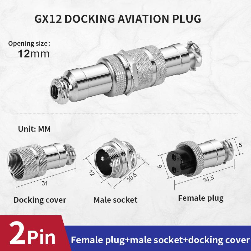 

1Set GX12 2/3/4/5/6/7 Pin Male&Female Docking Aviation Plug&Socket Circular Waterproof Thread butt joint Connector 1 Sets(Male Female)