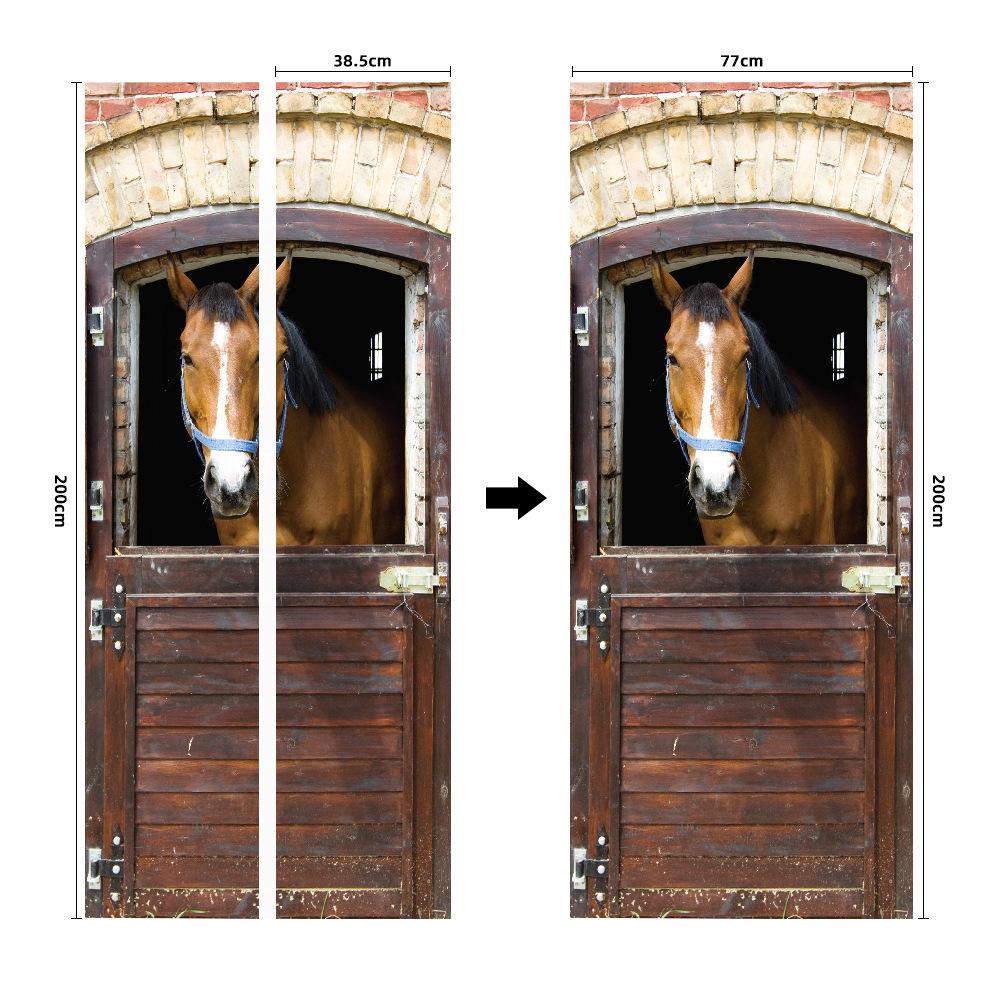 Meiji Creative Environmental Protection Stallion 3D Door Sticker Renovation Self-Adhesive Bedroom Wall Sticker Direct Sales Door Frame