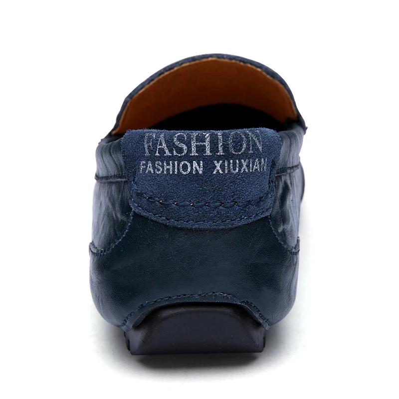 Fashion Men Casual Shoes Genuine Leather Luxury Brand Breathable Slip on Black Driving Shoes Soft Men Loafers Moccasins Plus Size 37-47