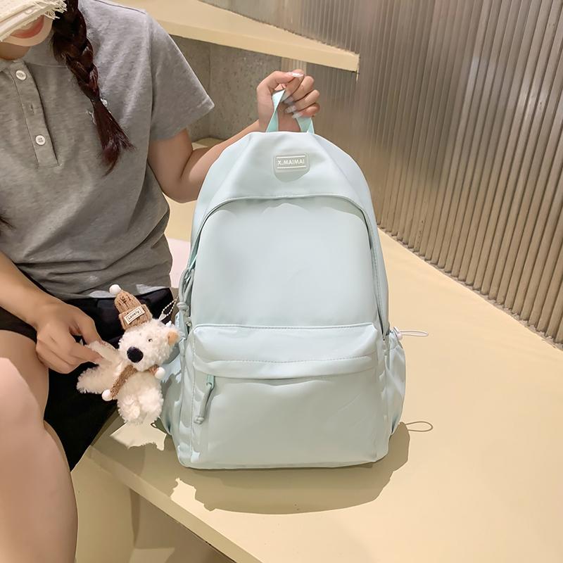Student Schoolbag Solid Color Campus Backpack Women Large Capacity Backpack