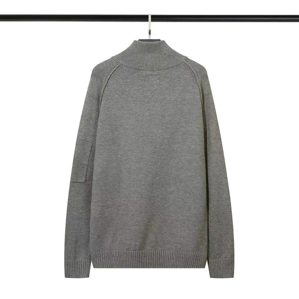 CP COMPANY A/W Styl dla Par Z mikrosoczewkami Okrągły dekolt Jednolity kolor Półzamek Dzianina