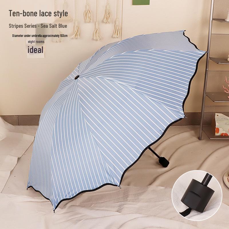 Compact Dual-Use Women's Parasol: Rain & Sun Protection, UV Shield, Korean Style, Fresh Folding Design, Elegant & Practical.