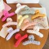 Winter Plush Hair Claw Faux Furry Korean Style Cross Teeth Back Head Shark Clip Solid Color Hair Barrette Headwear Hair Accessories