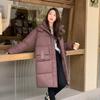 Down and Padded Jacket 2025 Winter New Korean Version of Over-the-knee Long Padded Jacket Women's Loose Thickened Jacket Hooded Cotton Jacket