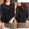 Mesh Sleeved Bottoming Shirt for Women's Spring Autumn Hollowed Out Knittwear New Ice Silk Long Sleeved T-shirt Knitted Top