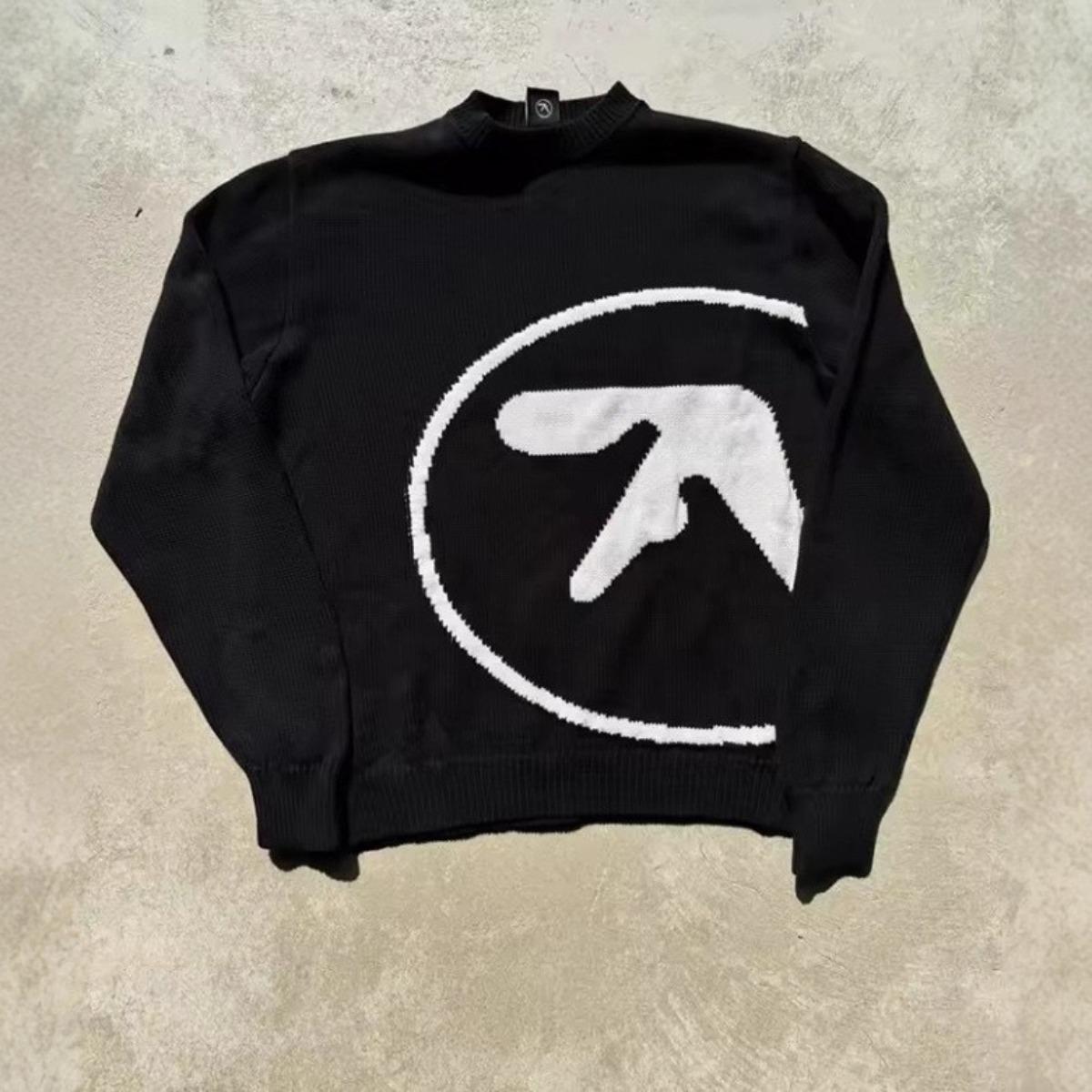 

Чоловічий светр FlowStreet Aphex Twin В язаний Зимовий Оверсайз Вінтажний З Довгим Рукавом Топи Светр Пуловер Y2k Вуличний Стиль Графічний Модний Одяг S чорний