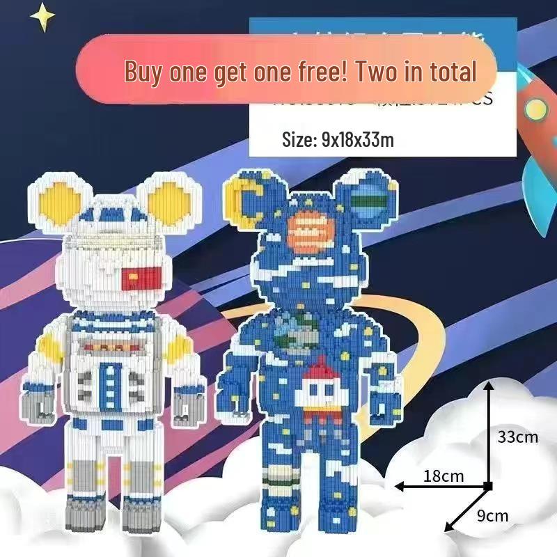 Girls' Compatible Lego: Violent Bear Building Block Series - Educational Micro-Block Interlocking Toys & Gifts