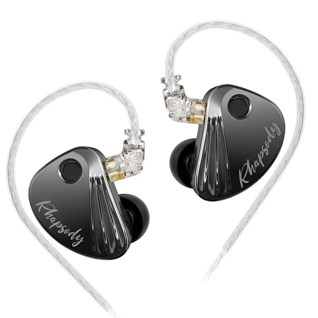 CCA Rhapsody Tunable Hybrid In-Ear Monitors, Two Dynamic Drivers and Four Balanced Armatures, HiFi In-Ear Headphones (No Mic, Black, 3.5mm)