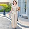 Yuzhaolin Women's Elegant Collar Shirt and Wide-Leg Pants Set