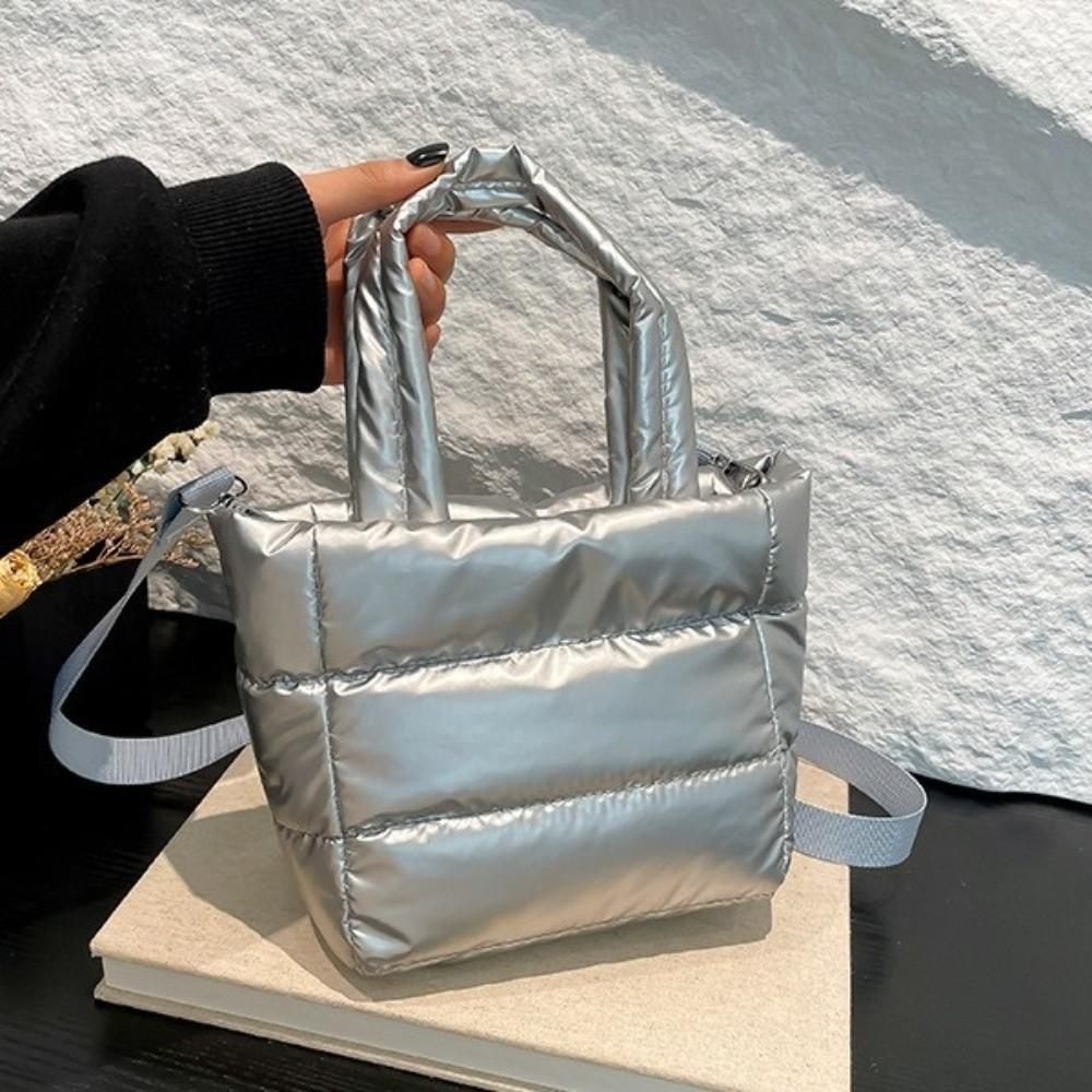 Adjustable Strap Puffy Handbag Large Capacity Puffer Crossbody Bag Quilted Shoulder Bag  Casual