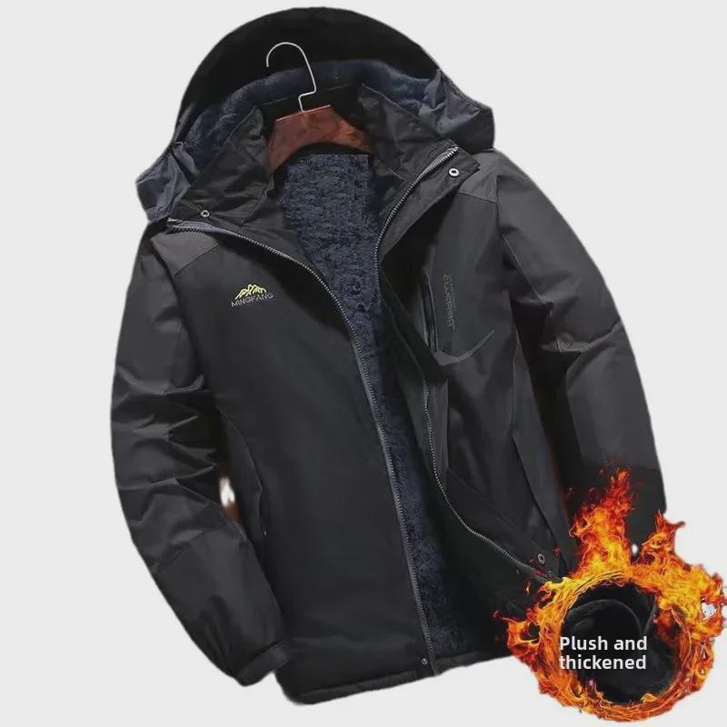 Men's Thickened Velvet Cotton Jacket: Windproof, Cold-Proof Winter Coat, Workwear, Large Sizes Available