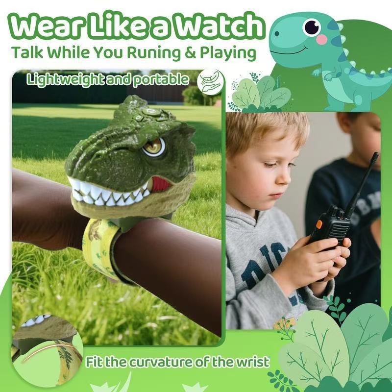 Flash Color Mechanical T-Rex Wrist Walkie Talkie, Kids Toy with Light, Music & Sound